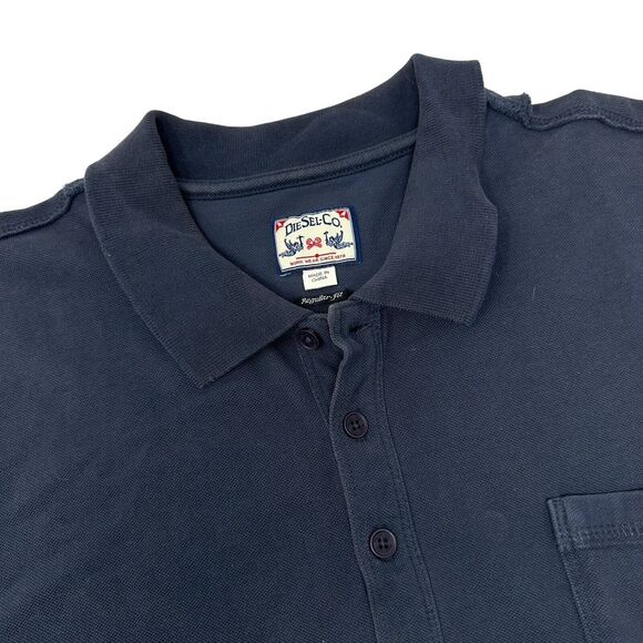 Diesel Other - DIESEL Men's Navy Blue Raw Trim‎ Short Sleeve Polo Shirt Regular Fit See Measure